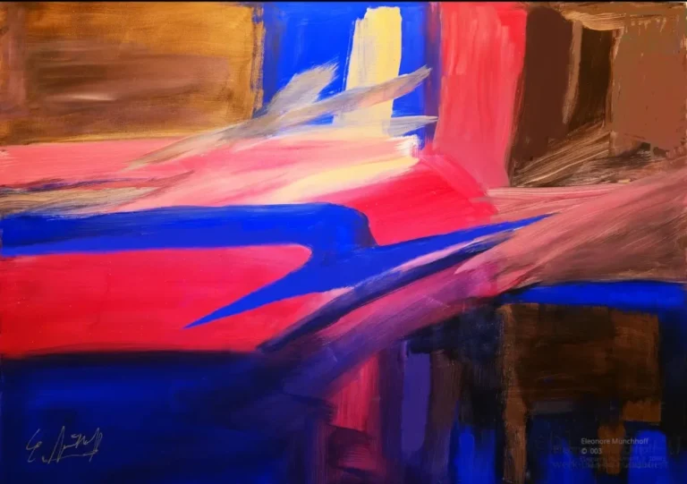 Farbiger Fine‑Art‑Druck eines abstrakten Acrylgemäldes mit Bewegungsformen als fließendes Spannungsfeld