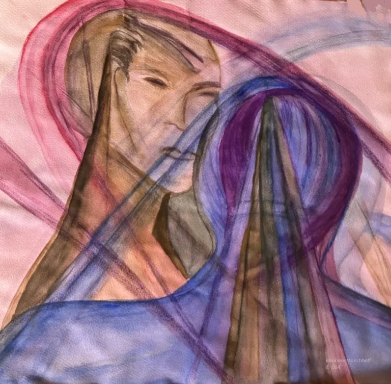 Farbiger Fine‑Art‑Druck eines abstrakten Acrylgemäldes von Eleonore Münchhoff mit Linien und Farbflächen